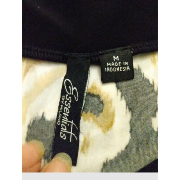 Essentials Shirt Leopard Print Sleeveless Contrasting Trim Size M Retro 80s - Picture 5 of 6